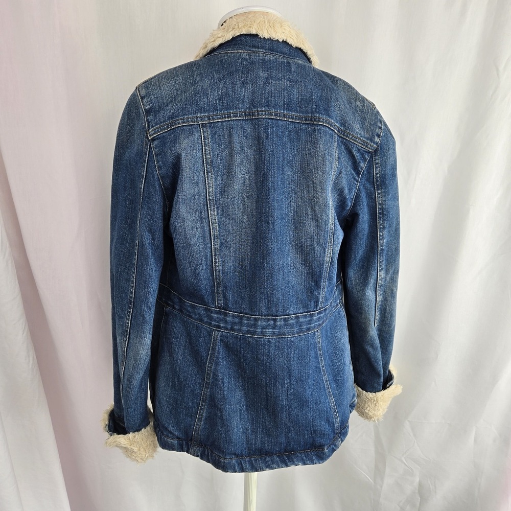Earl Jeans Womens Vtg Sherpa Lined Denim Jean Jacket Size M Ranch Coat Trucker - Picture 2 of 11